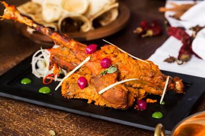 Tandoori raan (marinated leg of lamb).