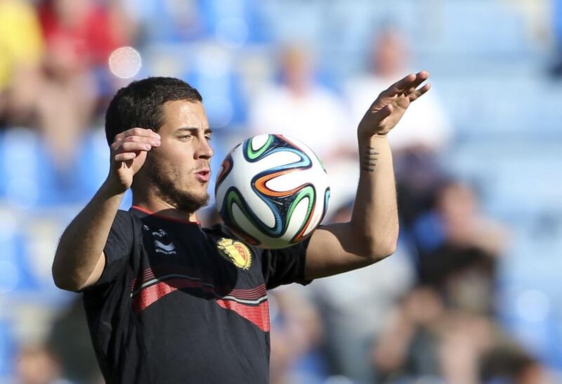 Eden Hazard shown during a Belgium training session on May 19, 2014 ahead of the 2014 World Cup. Francois Lenoir / Reuters