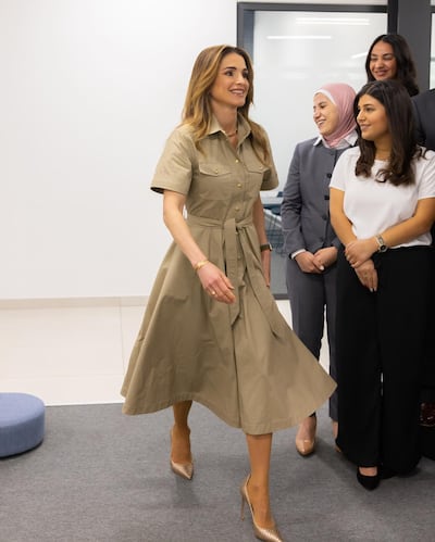 Queen Rania in a Celine safari dress last year. Photo: Queen Rania / Instagram