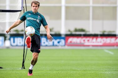Juventus star Aaron Ramsey during a training session as the players returned after lockdown. Getty