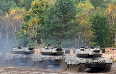 German Leopard 2 tanks during a military drill. AFP