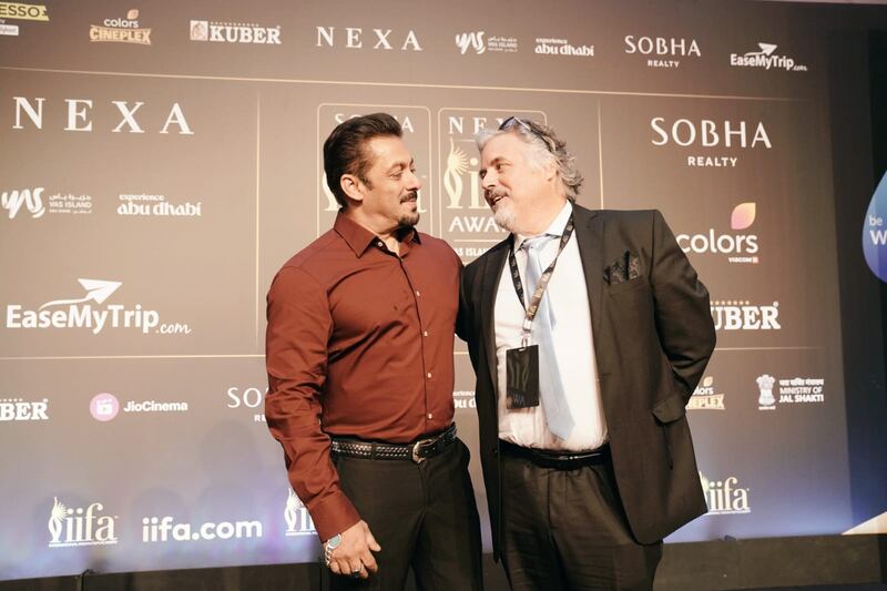 Bollywood superstar Salman Khan with Abu Dhabi Film commissioner Hans Fraikin at an event to promote the IIFA Awards 2023. Photo: IIFA