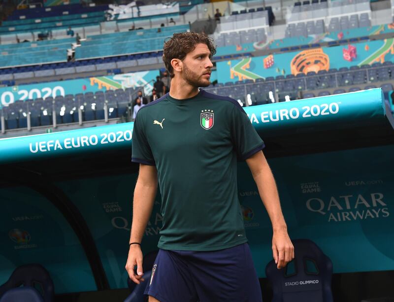 Manuel Locatelli of Italy in action during a training session ahead of the Euro 2020 kick-off against Turkey at Olimpico Stadium. Getty