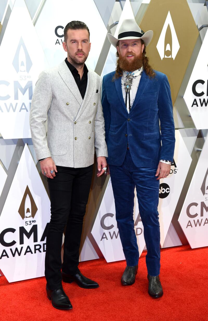 Brothers Osborne arrive at the 53rd annual CMA Awards in Nashville on November 13, 2019. Reuters