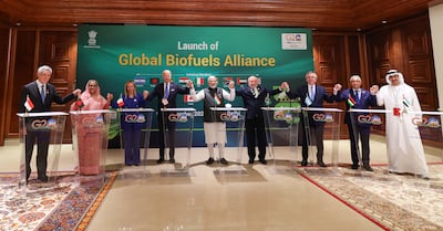 The Global Biofuel Alliance was launched at the sidelines of the G20 event this month. EPA / Indian Press Information Bureau 