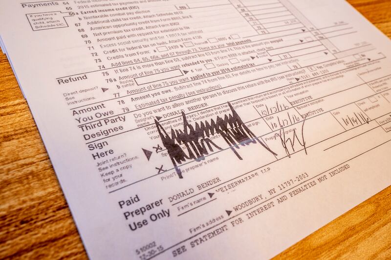 Former president Donald Trump's signature on one of his tax returns released by the House Ways and Means Committee on Friday. EPA