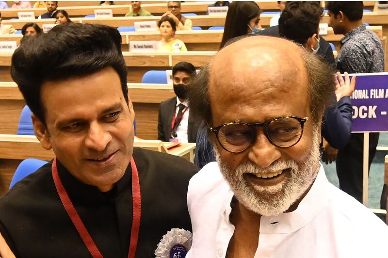 Rajinikanth and Manoj Bajpayee meet each other at the event