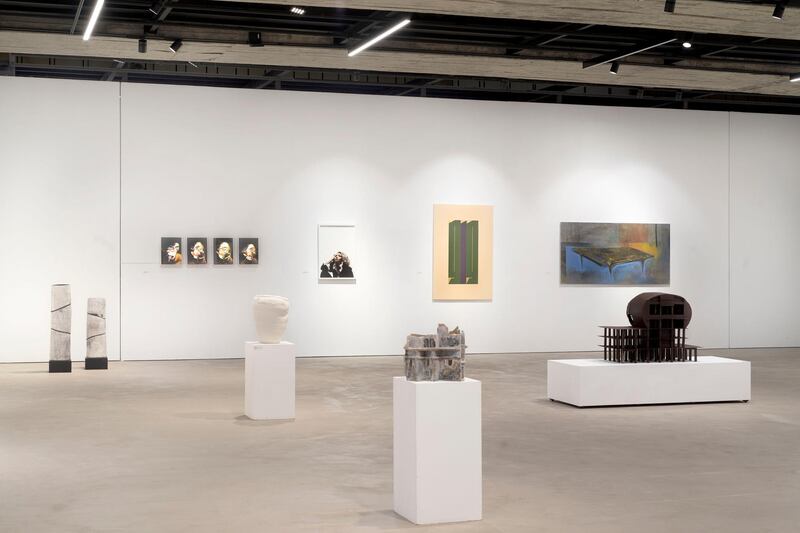 An installation view of Out of Context shows works designed to be viewed seperately. Courtesy of Saleh Barakat Gallery