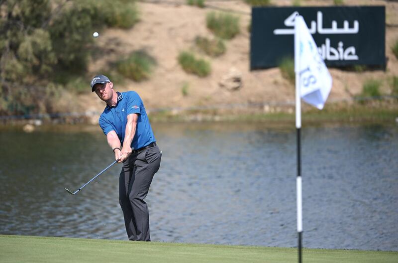 Early leader David Horsey plays his fourth shot on the 18th hole. Getty