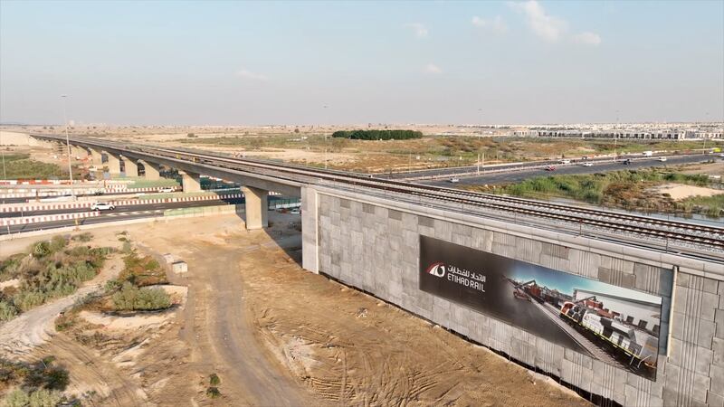 The 1,200km rail bridge is the longest on Dubai's mainline network, Etihad Rail said in a post on its social media channels
