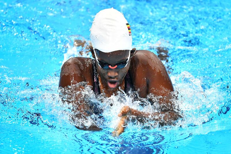 Uganda's Husnah Kukundakwe competes in the women's 100m breaststroke at the Tokyo Paralympics on Thursday. AFP