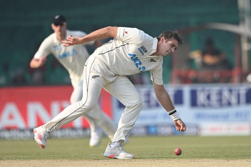 New Zealand's Tim Southee fields the ball during the first Test. AFP