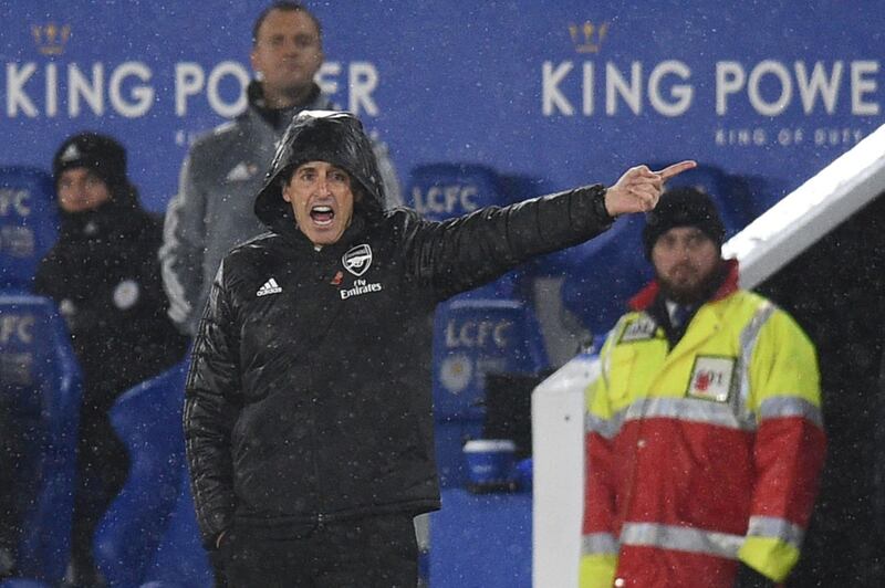 Unai Emery gestures on the touchline. AFP