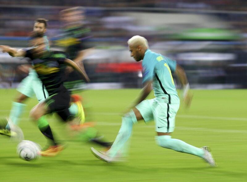 Barcelona’s Neymar in action during the Champions League match against Borussia Monchengladbach. Kai Pfaffenbach / Reuters