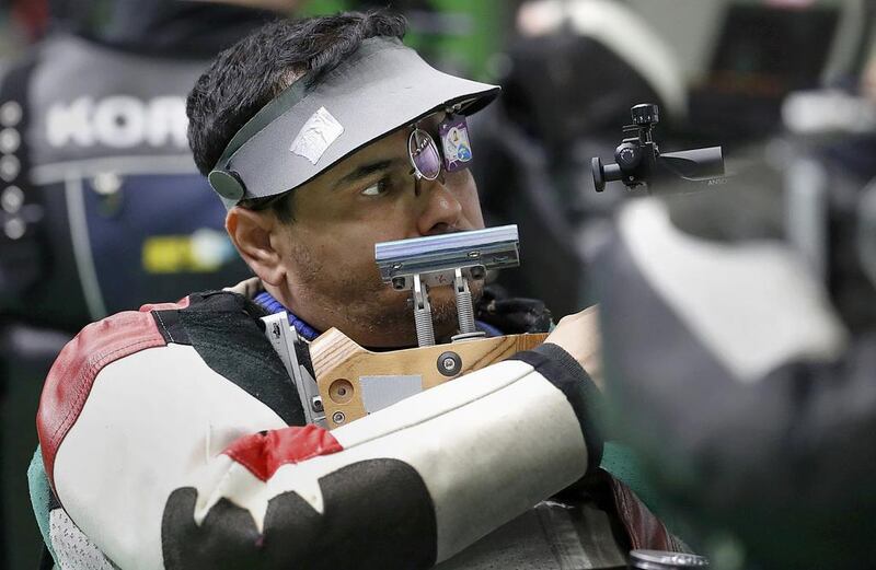 Abdullah Sultan Al Aryani, who has won silver at the Rio 2016 Paralympic Games, is next in action on Monday in the R7 50m rifle three positions SH1. Carlos Garcia Rawlins / Reuters