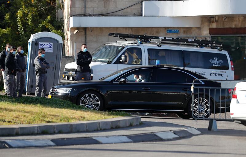 The motorcade of Israeli Prime Minister Benjamin Netanyahu drives through the Sheikh Jarrah neighbourhood on the way to court in occupied east Jerusalem. AFP