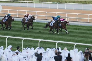 Horse Racing - Dubai World Cup - Meydan Racecourse, Dubai, United Arab Emirates - March 30, 2019 Blue Point ridden by William Buick during the Al Quoz Sprint Sponsored By Azizi Developments REUTERS/Christopher Pike