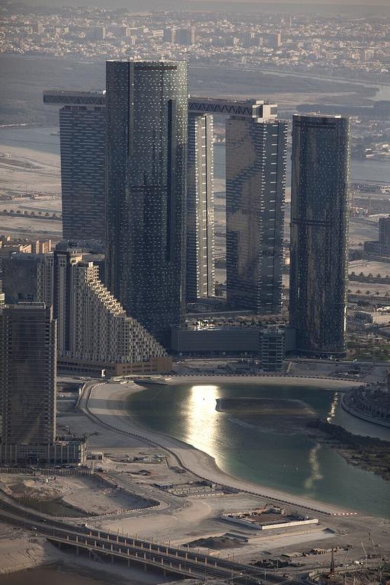 Aerial view of the Sun and Sky Towers on Reem Island. Silvia Razgova / The National