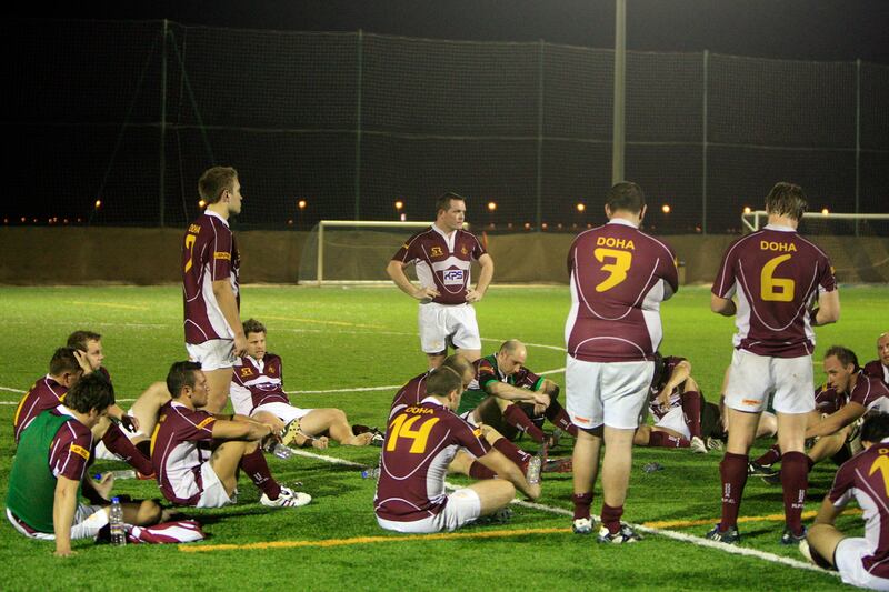 Doha rugby team after beating Jebel Ali Dragons at the Jebel Ali Centre of Excellence in Dubai.