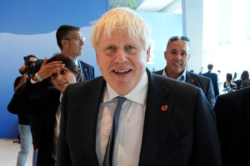 Former British Prime Minister Boris Johnson attends the COP27 U. N.  Climate Summit, Monday, Nov.  7, 2022, in Sharm el-Sheikh, Egypt.  (AP Photo / Peter Dejong)