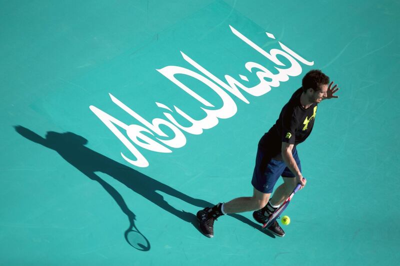 Andy Murray practices in Abu Dhabi on the sidelines of the Mubadala World Tennis Championship. Nezar Balout / AFP Photo