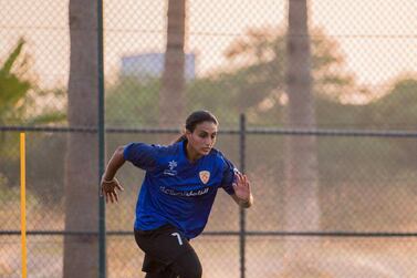 Munira Al Hamdan training in Saudi Arabia, where she hopes to build a career in football now that the Kingdom is supporting women in sports. Courtesy Munira Al Hamdan