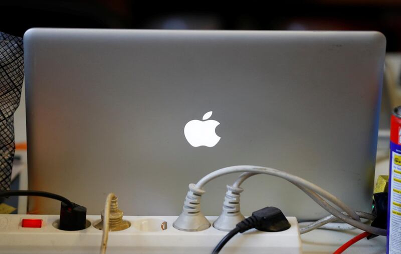 A Macbook is seen in the office of Austrian Apple computer collector Roland Borsky in Vienna, Austria October 3, 2018. Picture taken October 3, 2018. REUTERS/Leonhard Foeger