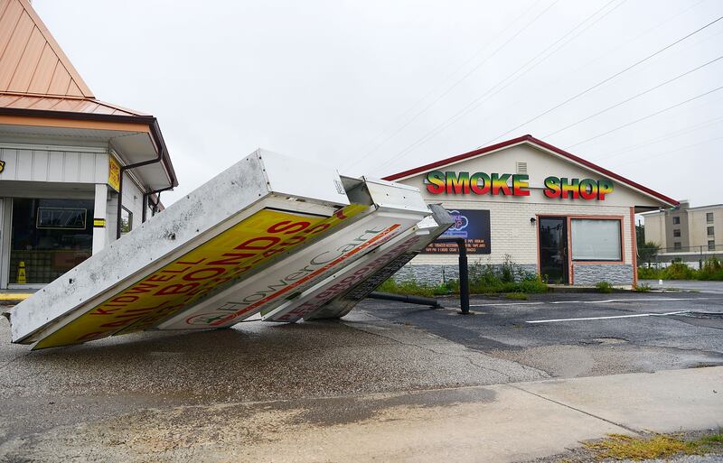 This sign in Bartow, Florida, was blown over by the hurricane. AFP