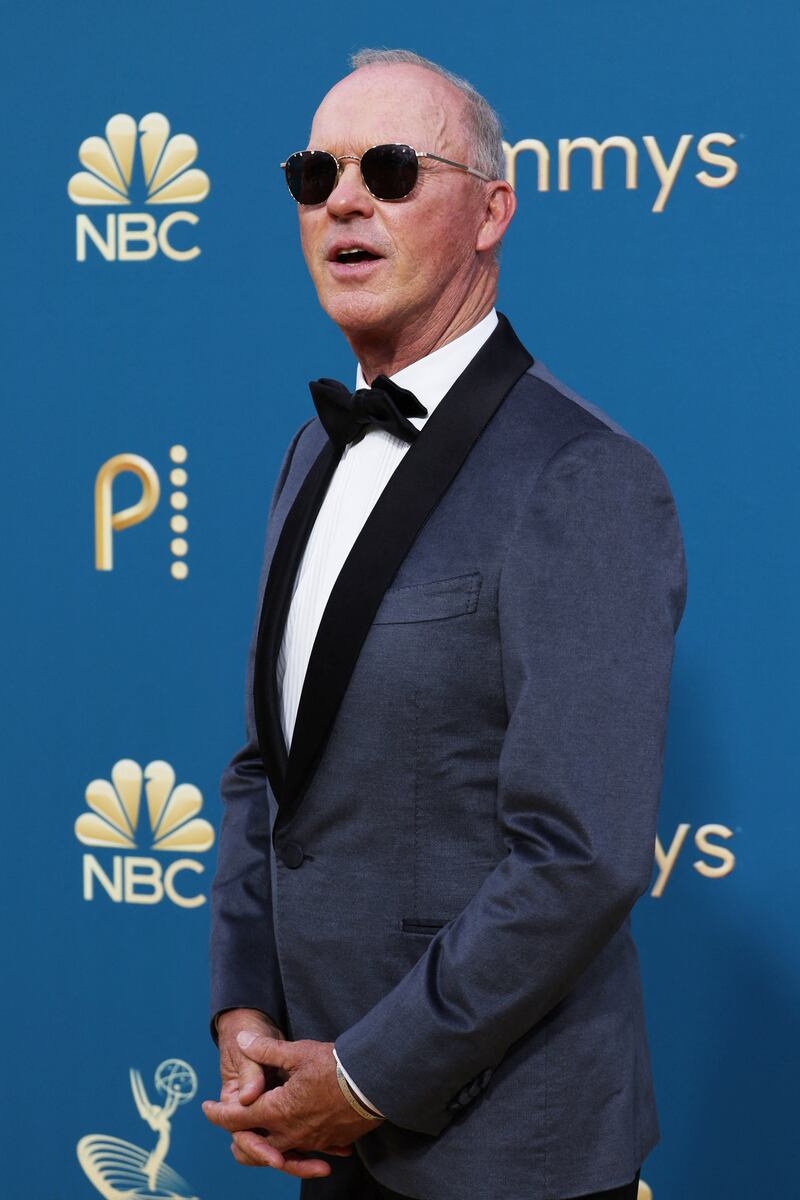 Michael Keaton wearing a dark blue tuxedo. Reuters 