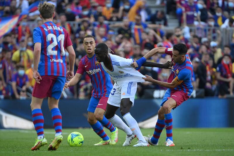 Ferland Mendy 7 - Linked well with Vinicius Jr which generated success on Real Madrid’s left flank. Little got down Mendy’s side on the day as the French fullback looked comfortable at Camp Nou. AFP