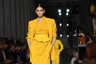 MILAN, ITALY - SEPTEMBER 20:  Kaia Gerber walks the runway at the Max Mara show during Milan Fashion Week Spring/Summer 2019 on September 20, 2018 in Milan, Italy.  (Photo by Jacopo Raule/Getty Images)