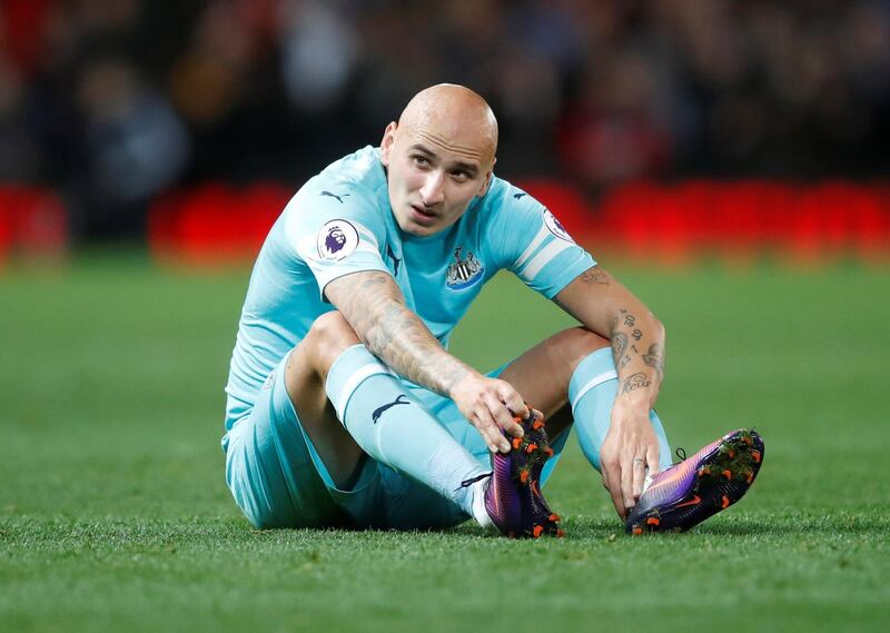 Newcastle United's Jonjo Shelvey looks dejected after the match. Reuters