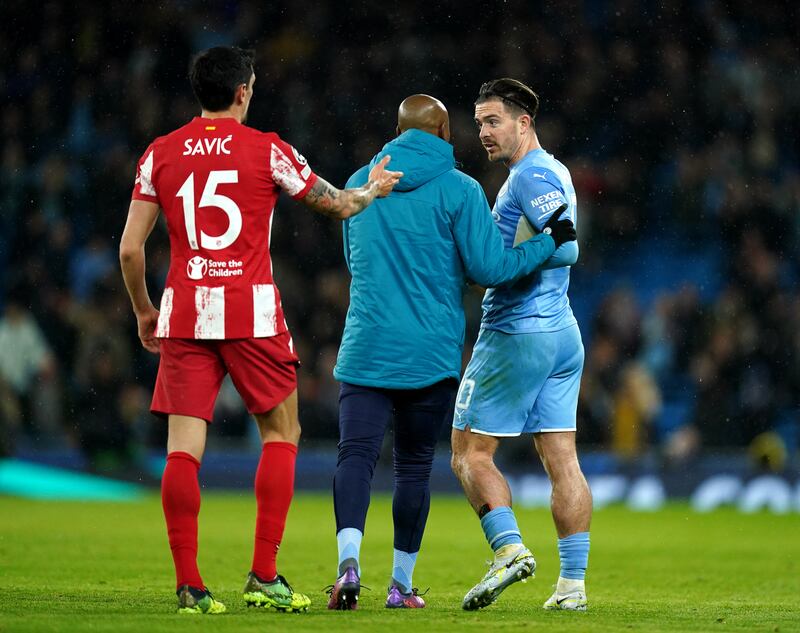 SUBS: Jack Grealish (Gundogan, 68’) - 7, Won a free kick within seconds of coming on, which gave a taste of what he was in for as Atleti paid him plenty of attention. The Englishman did well to keep his composure. PA
