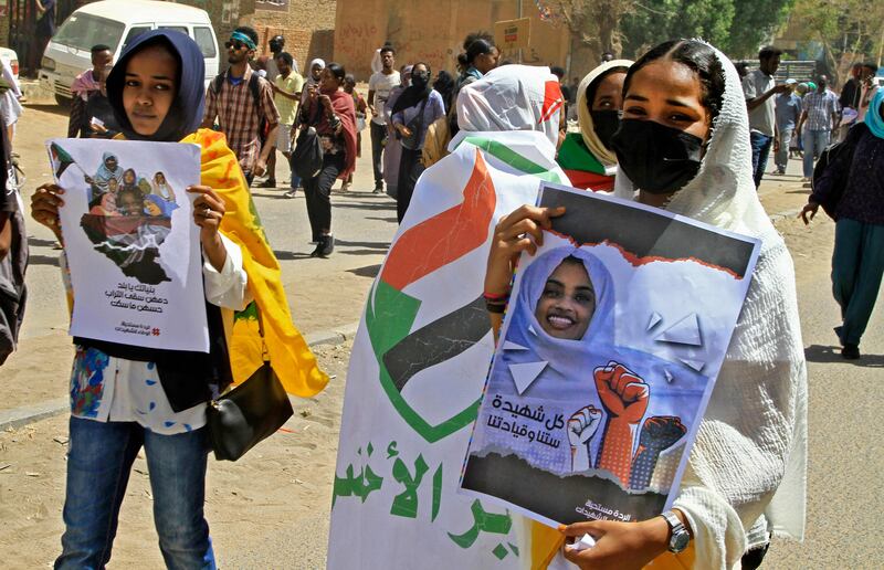 Sudanese rally to mark International Women's Day. AFP
