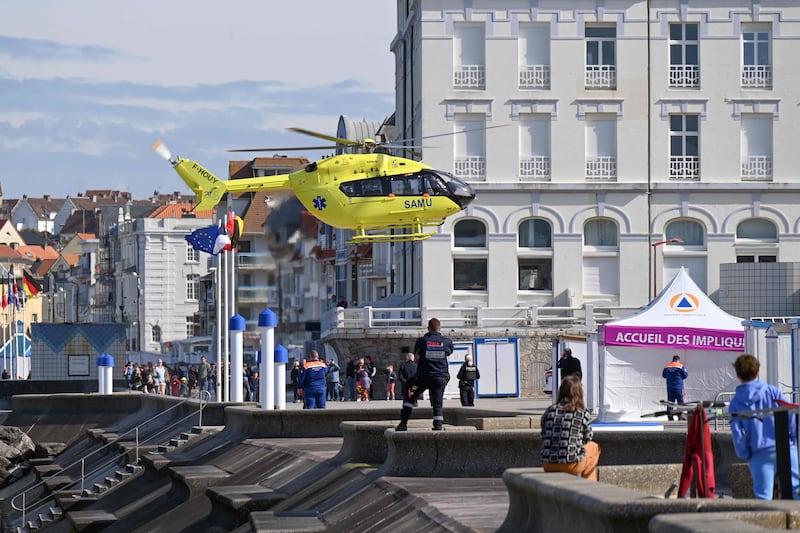 A helicopter carrying medical emergency personnel takes off from Wimereux. AFP