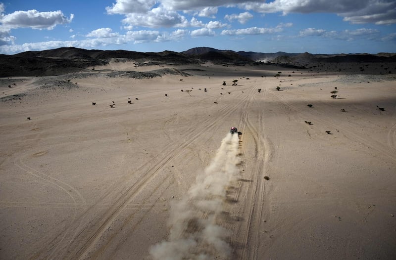 Orlando Terranova and co-driver Bernardo Grue during Stage 2.  AFP