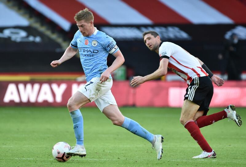 Kevin De Bruyne – 8: Some beautiful trademark probing passes behind Blades defenders throughout. Cheeky free-kick under the wall saved by Ramsdale. Fired wide with a good chance on edge of the box 10 minutes after half-time. AP