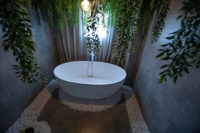 Ms El-Khazen's Bali-themed bathroom. Leslie Pableo / The National