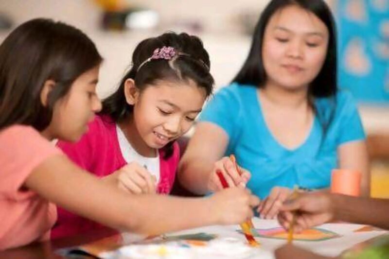 Keep children occupied by encouraging activities such as arts and crafts.