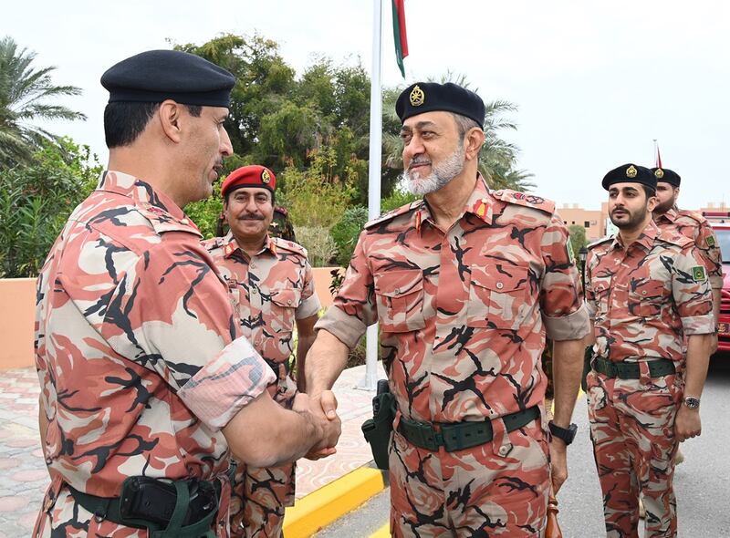 Sultan Haitham is welcomed by Maj Gen Matar Al Balushi, commander of the Royal Army of Oman, and other senior military officers. All photos: Oman News Agency