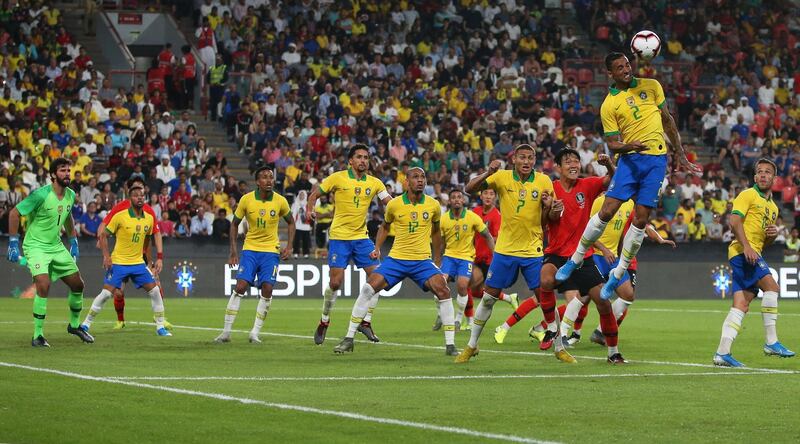 Brazil defend a scorner against South Korea. EPA