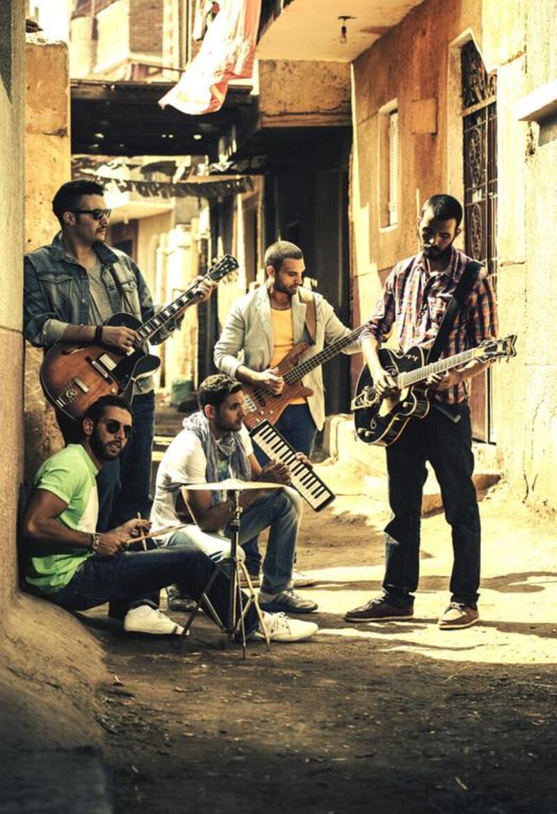 Cairokee, clockwise, from top left: Amir Eid, Adam El Alfy, Sherif Hawary, Sherif Mostafa and Tamer Hashem. Courtesy Hatem Saleh

