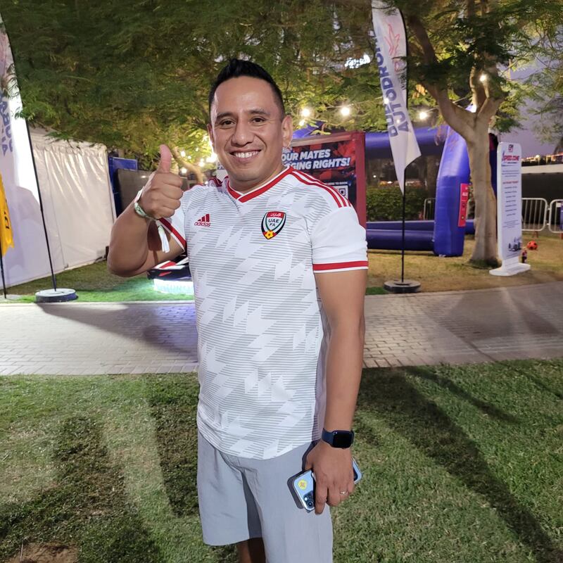 Javier Rosell from Mexico wears a UAE shirt. Patrick Ryan / The National