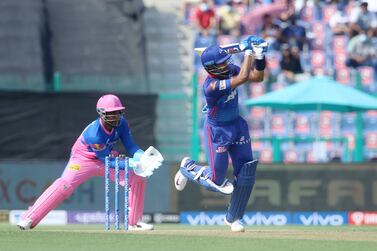 Shreyas Iyer of Delhi Capitals plays a shot during match 36 of the Vivo Indian Premier League between the Delhi Capitals and the Rajasthan Royals held at the Sheikh Zayed Stadium, Abu Dhabi in the United Arab Emirates on the 25th September 2021

Photo by Vipin Pawar / Sportzpics for IPL