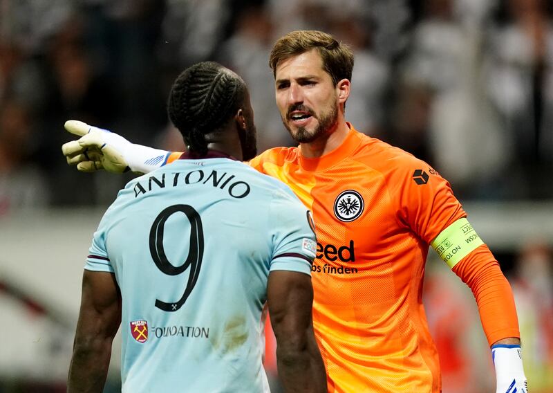 EINTRACHT FRANKFURT RATINGS: Kevin Trapp 7 - The big German had a comfortable night and he dealt with anything that West Ham created as a limited attacking threat. PA