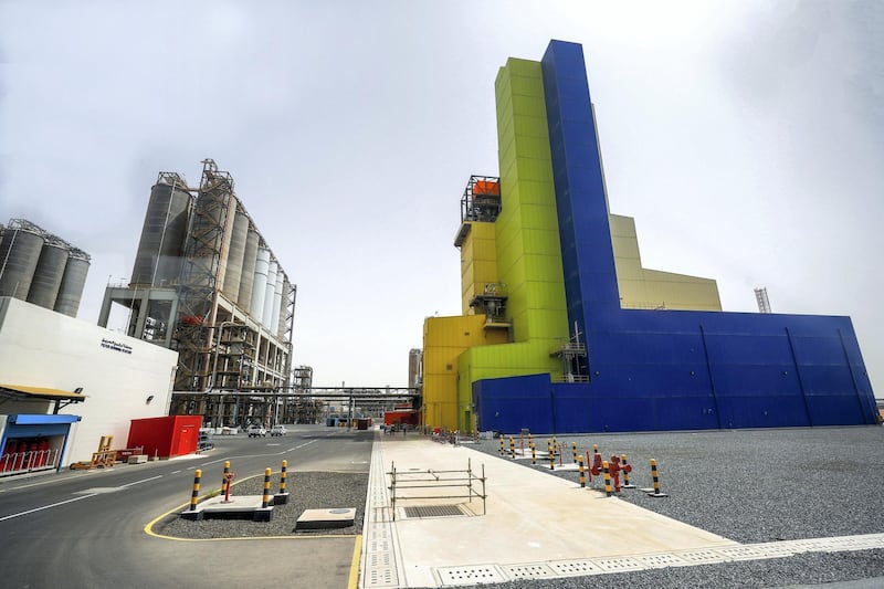 Abu Dhabi, UAE.  May 14, 2018.   The Ruwais Industrial Complex.  (blue) The Borouge 3 Tower at The Ruwais Industrial Complex. Victor Besa / The NationalNationalReporter:  Jennifer Gnana