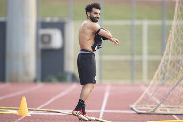 Egypt's Mohamed Salah attends a training session at an annex of the Olembe stadium in Yaounde on February 1, 2022, two days ahead of the Africa Cup of Nations (CAN) 2021 semi-final football match between Cameroon and Egypt.  (Photo by Charly TRIBALLEAU  /  AFP)