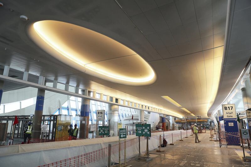 ABU DHABI , UNITED ARAB EMIRATES , NOV 6   – 2017 :- Interior view of the under construction Midfield Terminal Building in Abu Dhabi. (Pawan Singh / The National) Story by Nick Webster 