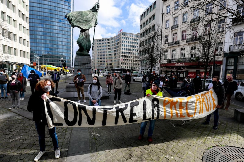 Students gather to protest against isolation in Brussels, Belgium. EPA