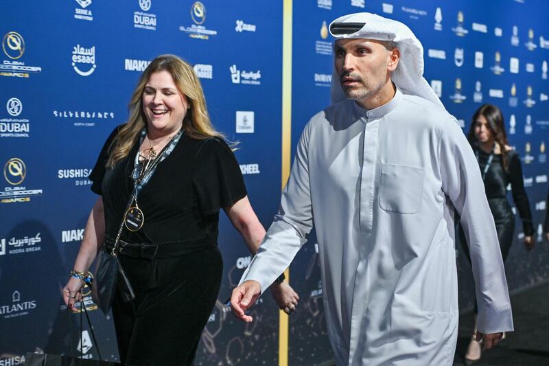 Manchester City chairman Khaldoon Al Mubarak arrives at the Dubai Globe Soccer Awards. AFP